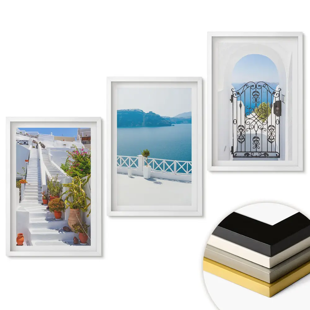 Set 3 tablouri living Vederi pitorești ale insulelor grecești