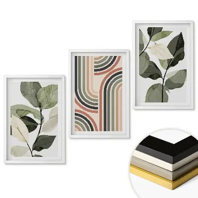 Set tablouri pentru living cu design modern și motive vegetale