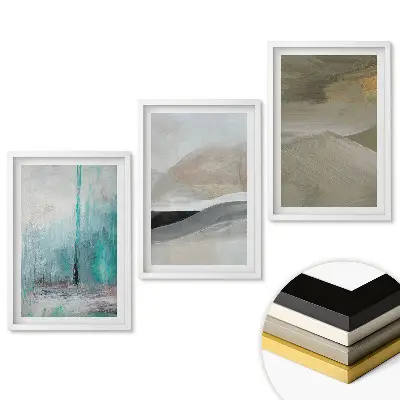 Set 3 tablouri living Peisaje abstracte în culori discrete