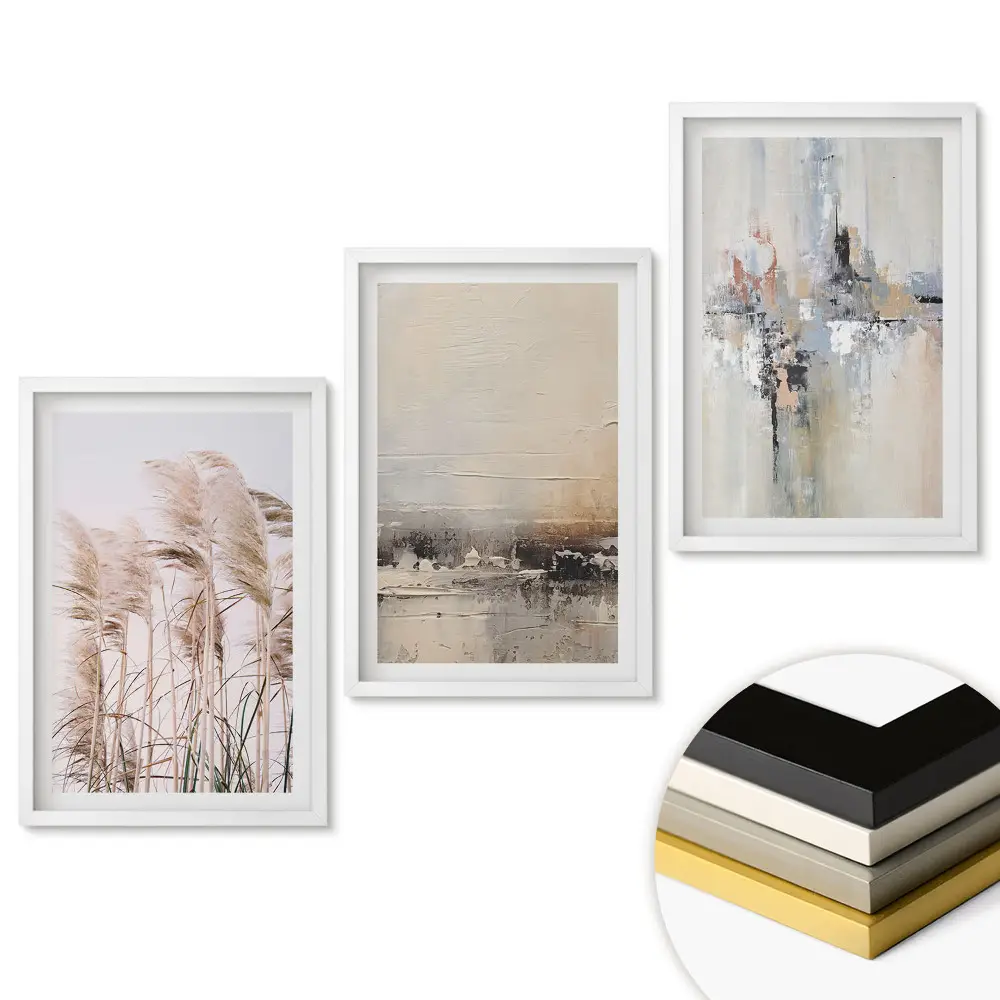 Set de tablouri pentru living Frumusețe naturală și abstracție în artă