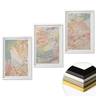 Set 3 tablouri living Compoziții abstracte în culori delicate