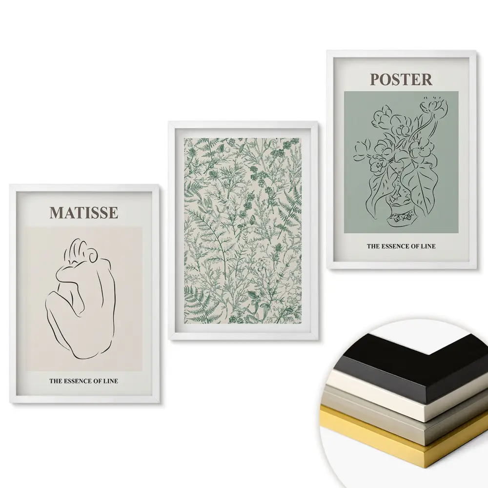 Set 3 tablouri pentru living Esența liniei în arta modernă