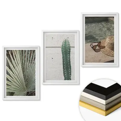 Set 3 tablouri living Plante și relaxare în stil estival