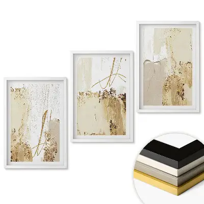 Set tablouri living Compoziții abstracte în nuanțe de auriu