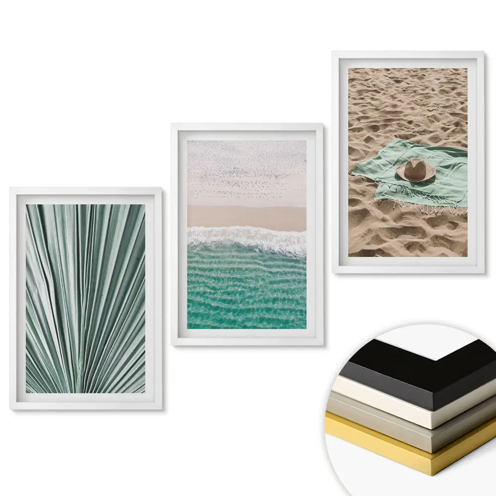 Set 3 tablouri pentru living cu peisaj de plajă și natură