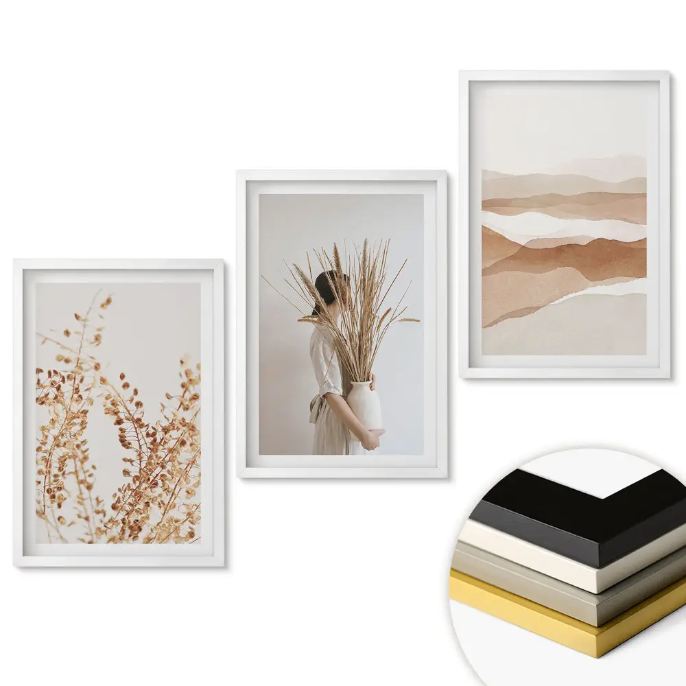 Set 3 tablouri pentru living cu tematică Frumusețe naturală în stil minimalist