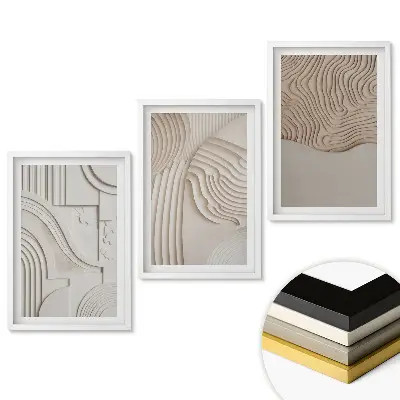 Set de tablouri pentru living cu forme și texturi abstracte în relief