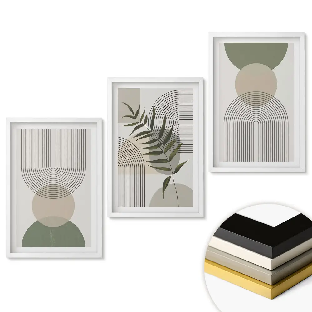 Set de tablouri pentru living cu compoziții abstracte și vegetație