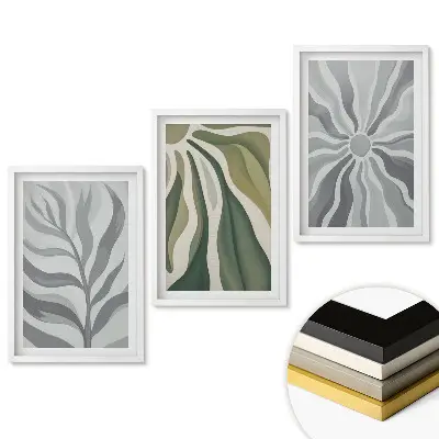 Set 3 tablouri living Inspirații din plante într-un stil minimalist