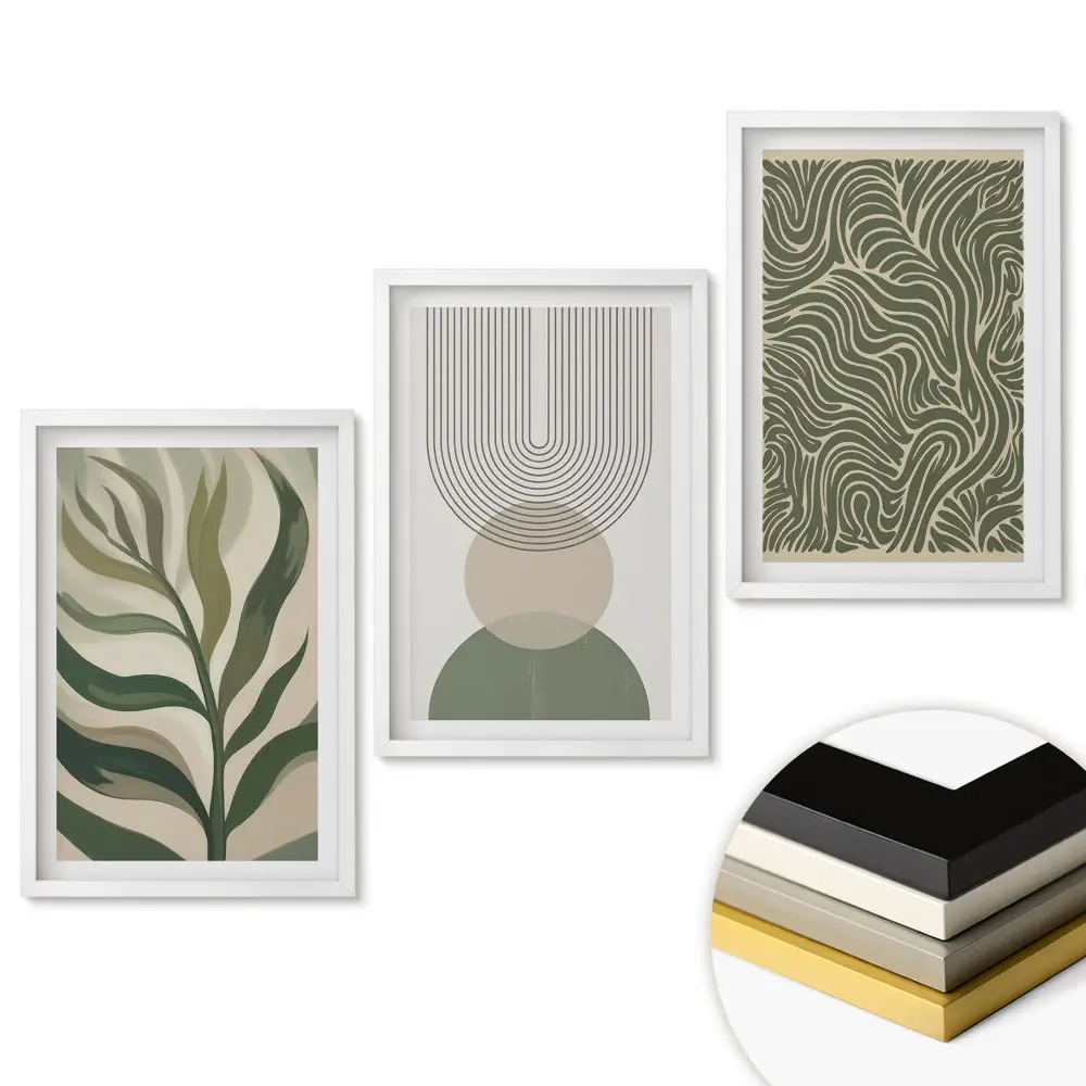 Set 3 tablouri living Inspirații din plante într-un stil minimalist
