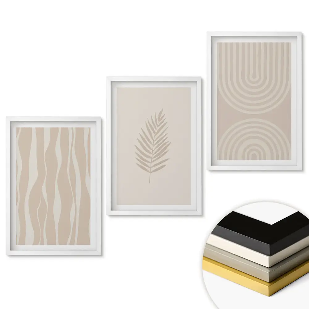 Set de tablouri pentru living cu modele minimaliste în nuanțe de bej