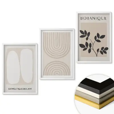 Set 3 tablouri living Grafică elegantă în nuanțe neutre