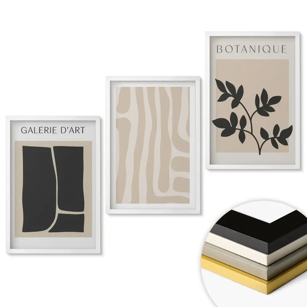 Set de tablouri pentru living cu compoziții abstracte în culori neutre