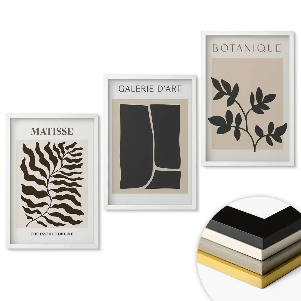 Set de 3 tablouri pentru living cu artă modernă în stil minimalist