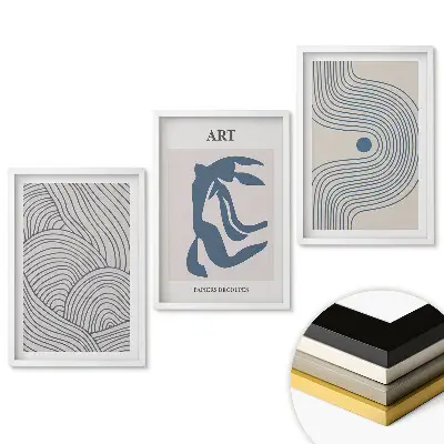 Set 3 tablouri living Modele abstracte în nuanțe delicate