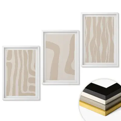 Set 3 tablouri pentru living cu modele abstracte în nuanțe de bej
