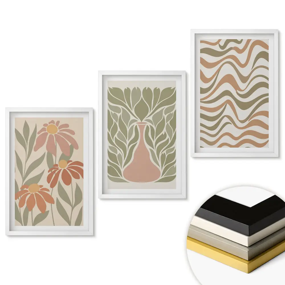Set 3 tablouri living Inspirații florale într-un stil modern