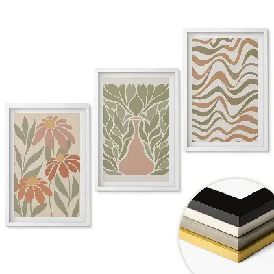 Set 3 tablouri living Inspirații florale într-un stil modern