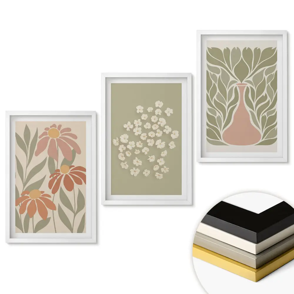 Set tablouri living Inspirații florale în culori delicate