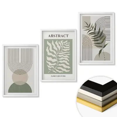 Set de 3 tablouri pentru living cu compoziții abstracte în culori delicate