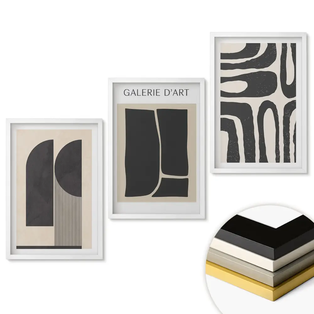 Set de tablouri pentru living cu forme și figuri abstracte
