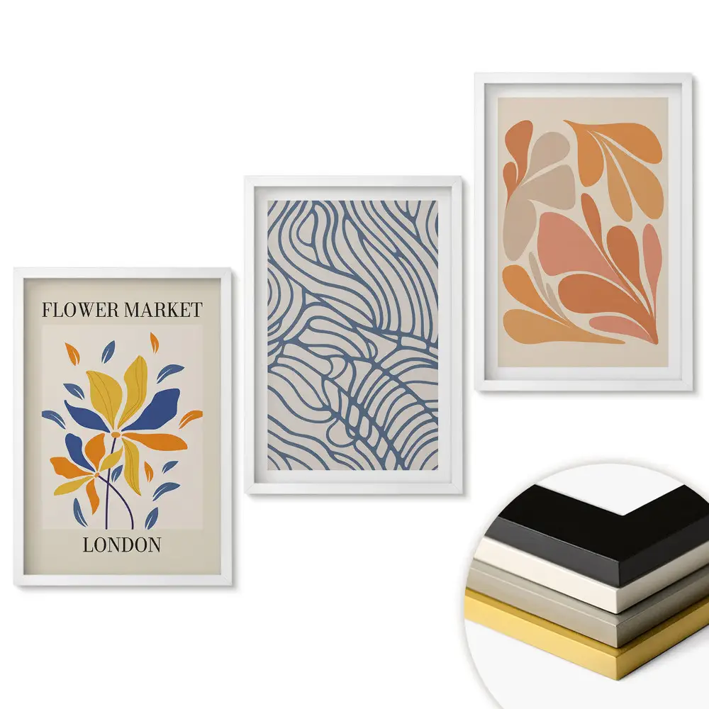 Set de 3 tablouri pentru living cu inspirații florale în stil modern