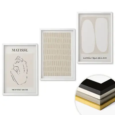 Set de 3 tablouri pentru living cu grafică minimalistă inspirată de artă