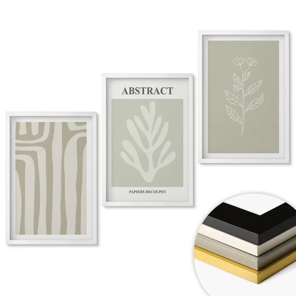 Set de tablouri pentru living cu modele abstracte în culori discrete