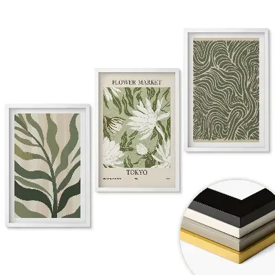 Set 3 tablouri living Inspirații verzi într-un stil modern