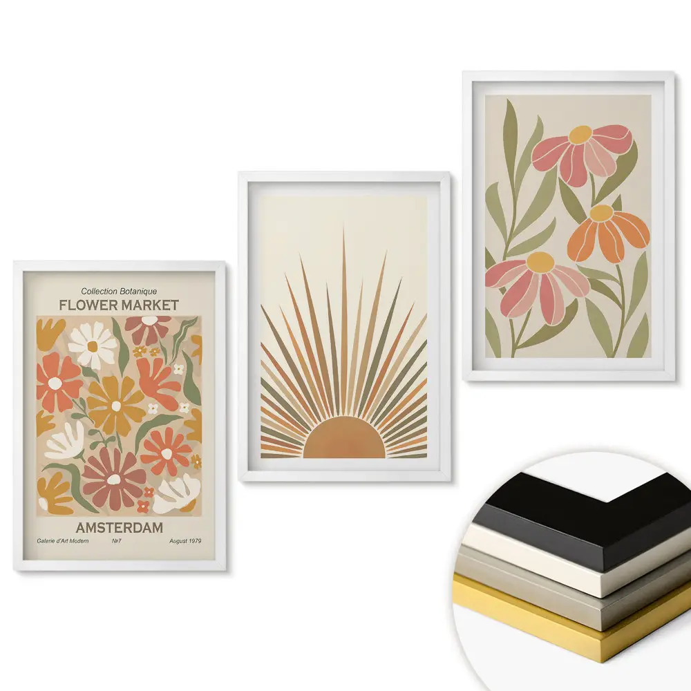 Set 3 tablouri living Inspirații florale într-un stil modern