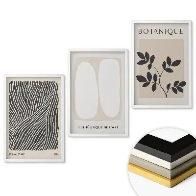Set 3 tablouri living Grafică modernă într-un stil minimalist