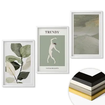 Set tablouri pentru living cu grafică modernă și motive vegetale