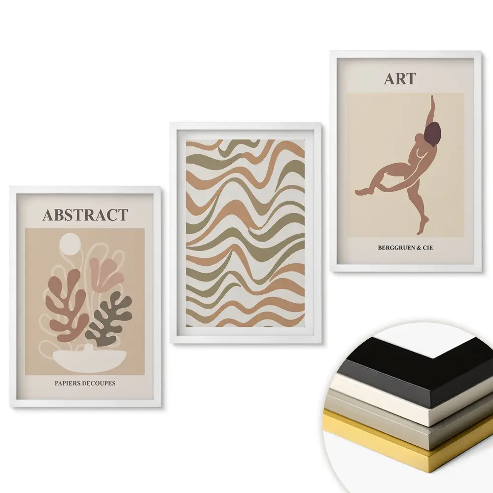 Set 3 tablouri living Artă modernă în culori estompate