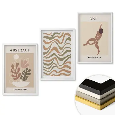 Set de 3 tablouri pentru living cu artă modernă în culori estompate