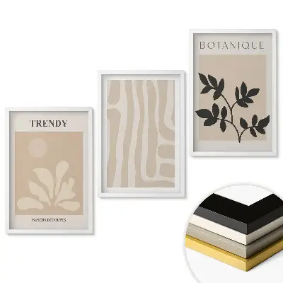 Set de tablouri pentru living cu grafică modernă în culori discrete