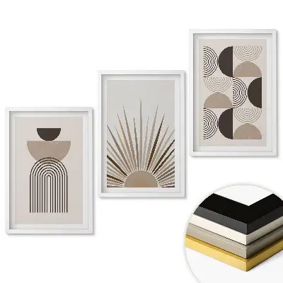 Set 3 tablouri living Grafică modernă în culori discrete