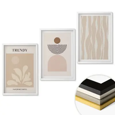 Set de 3 tablouri pentru living cu grafică modernă în culori discrete