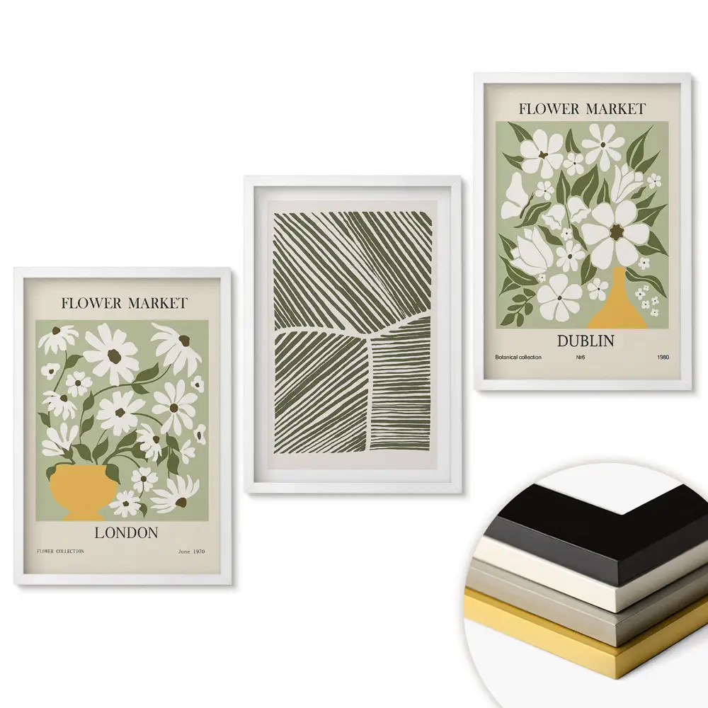 Set de tablouri pentru living Piețele de flori din Londra și Dublin