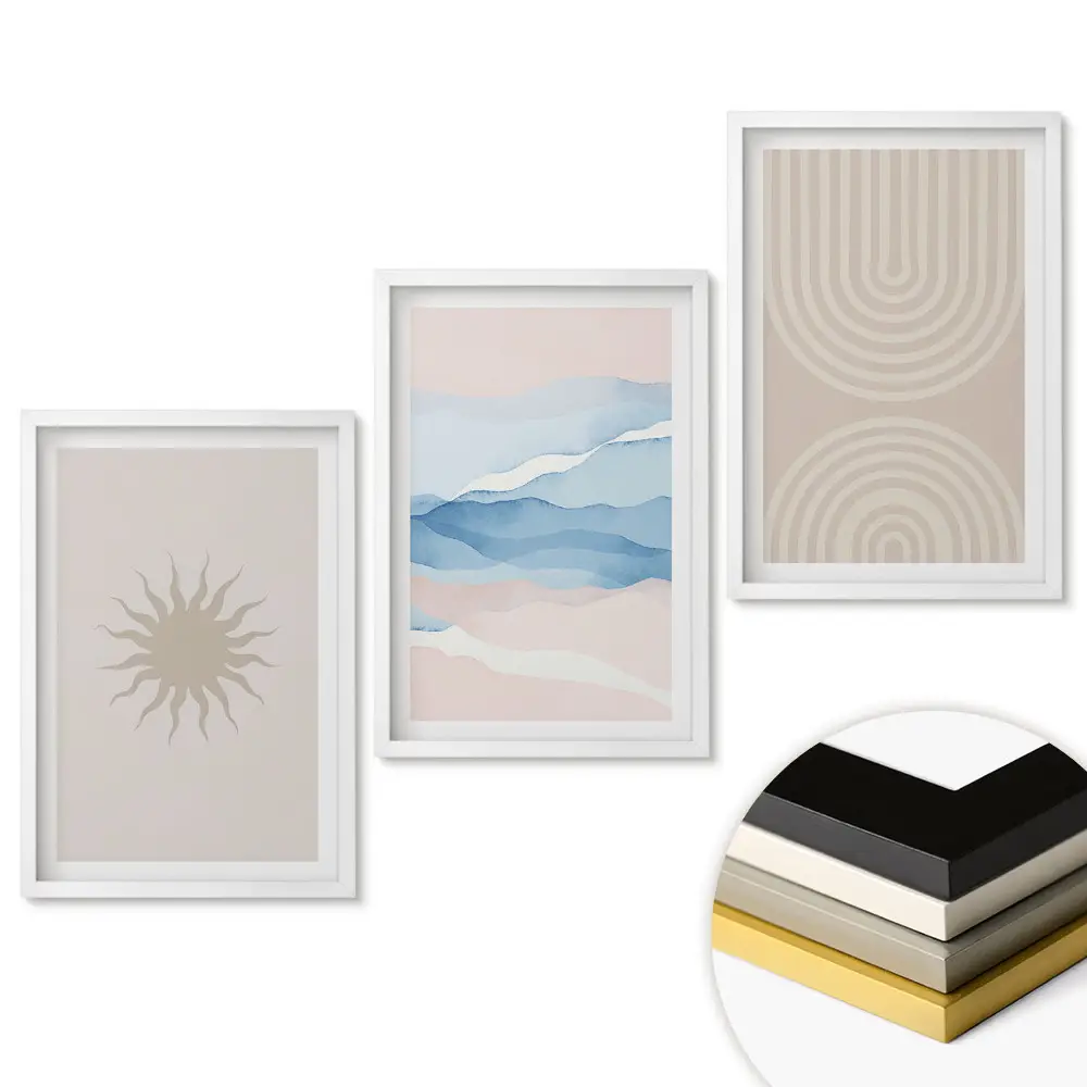 Set de tablouri pentru living cu peisaje abstracte în culori discrete
