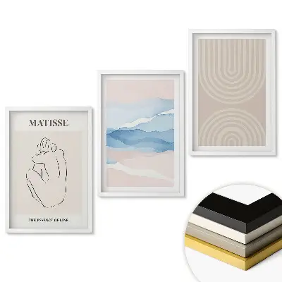 Set 3 tablouri living Compoziții abstracte în nuanțe delicate
