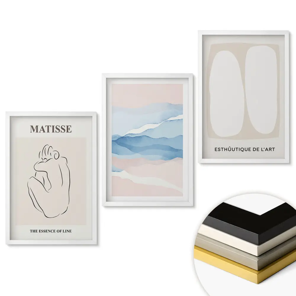 Set de tablouri pentru living cu forme abstracte și culori delicate