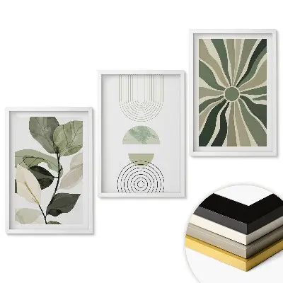 Set 3 tablouri pentru living Inspirații verzi stil minimalist