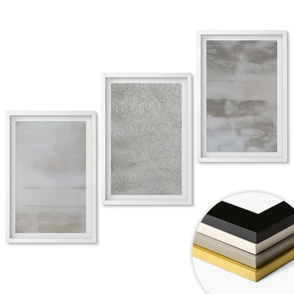 Set de tablouri pentru living cu compoziții abstracte în culori discrete