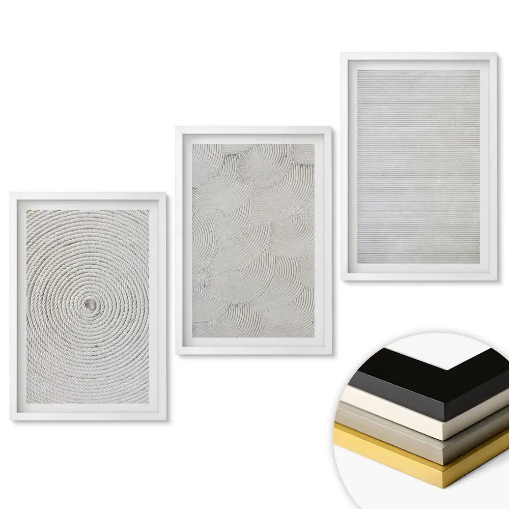 Set de 3 tablouri pentru living cu modele abstracte în nuanțe monocromatice