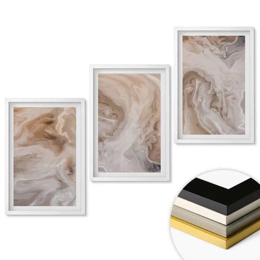 Set de tablouri pentru living cu modele abstracte în nuanțe de bej