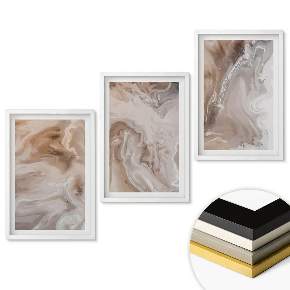 Set de 3 tablouri pentru living cu modele abstracte în nuanțe neutre