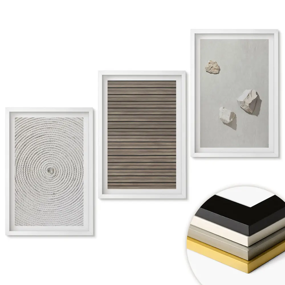 Set de tablouri pentru living cu texturi și forme în stil minimalist