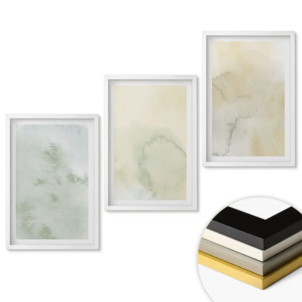 Set de tablouri pentru living cu acuarele abstracte în culori estompate