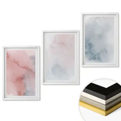 Set 3 tablouri living Peisaje abstracte în nuanțe pastelate