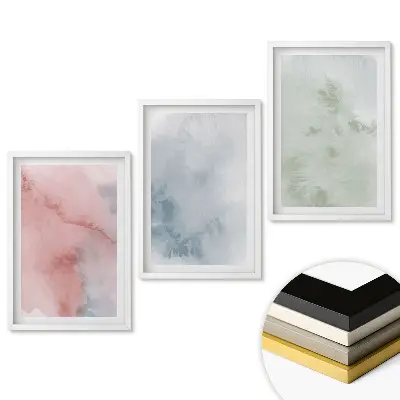 Set tablouri living Acuarele abstracte în culori delicate